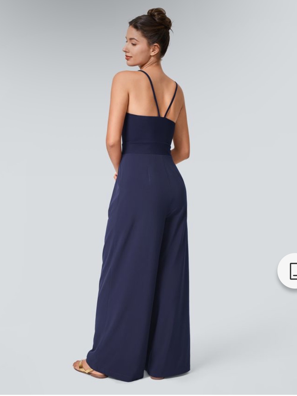 HALARA Navy Blue Backless Wide-Leg Jumpsuit - Picture 2 of 6